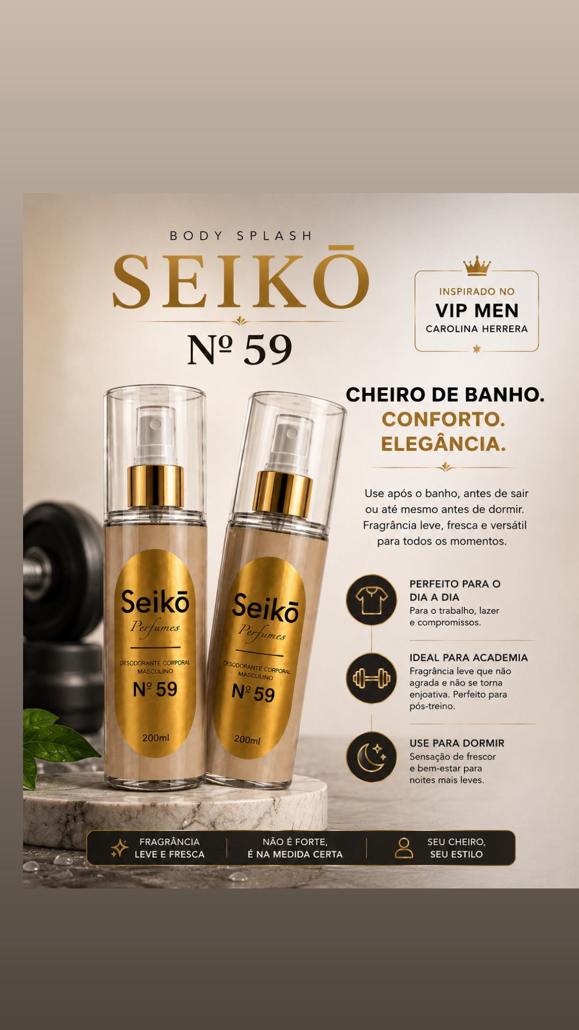 Nº 59 Desodorante Corporal Masculino - Inspirado no Vip MEN